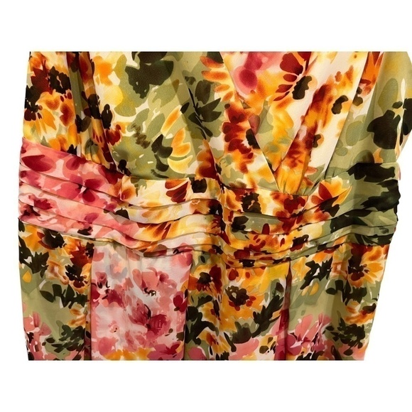 Avenue Floral V-Neck Faux Wrap Fully Lined Sleeveless Dress Size 16 - Picture 4 of 6